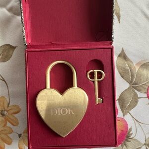 Dior Gold Heart Padlock and Key Set